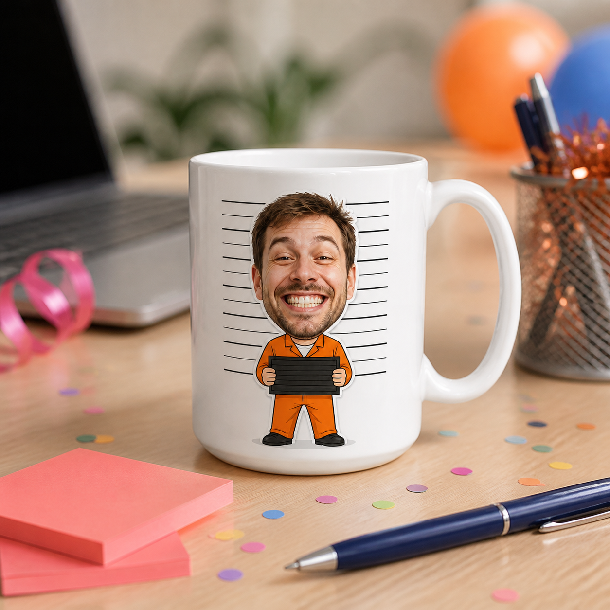 Office Mugshot custom mug in a lifestyle setting