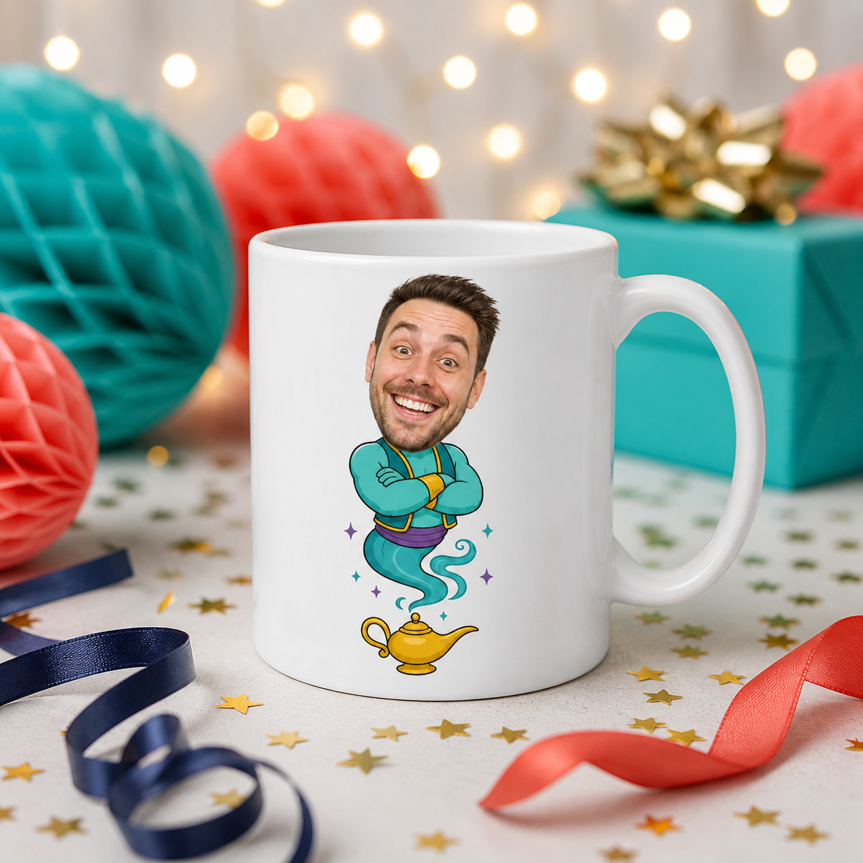 Wish You Were Here custom mug in a lifestyle setting